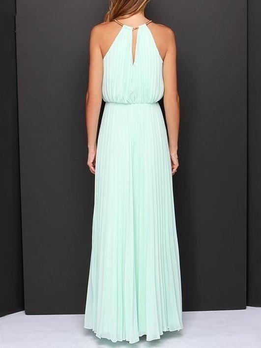Solid Sleeveless Off shoulder Dress