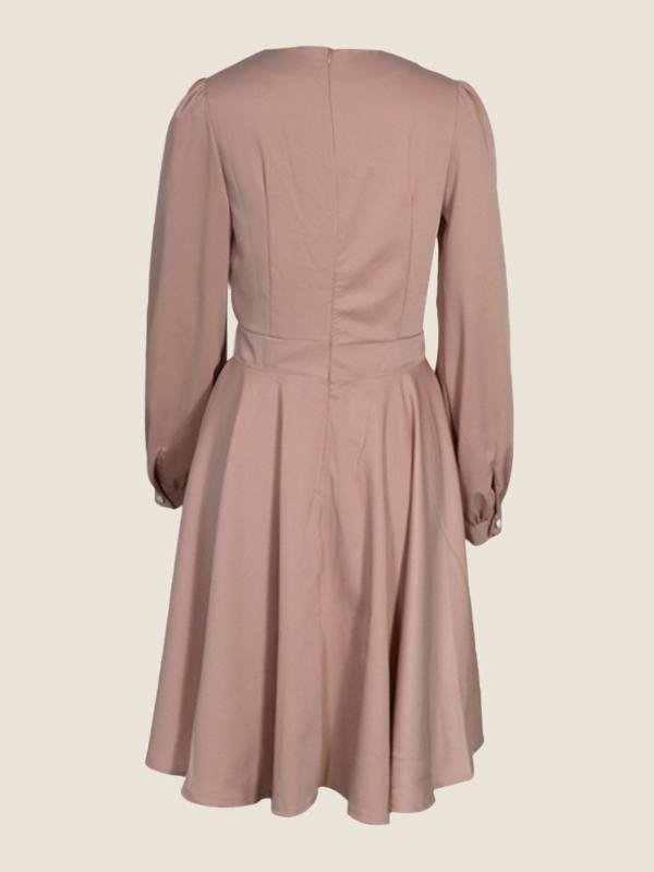 V neck Solid Elegant Dress