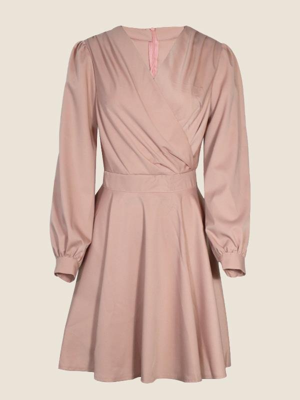 V neck Solid Elegant Dress