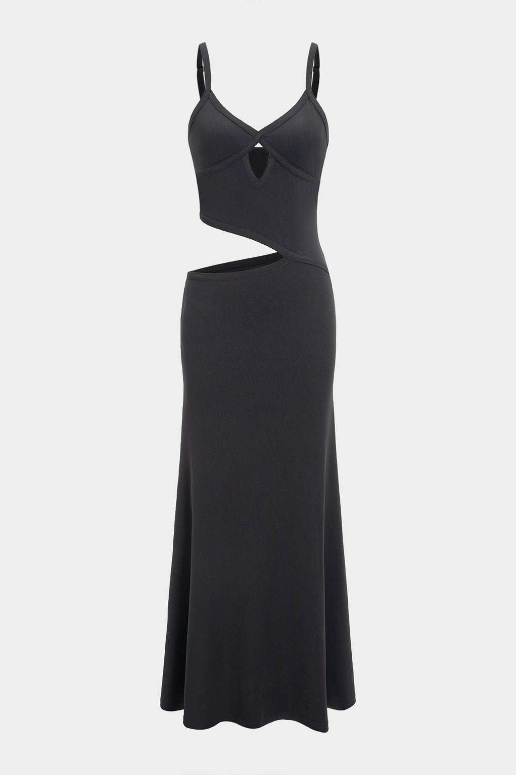 Cut Out V Neck Patchwork Sleeveless Slip Maxi Dress