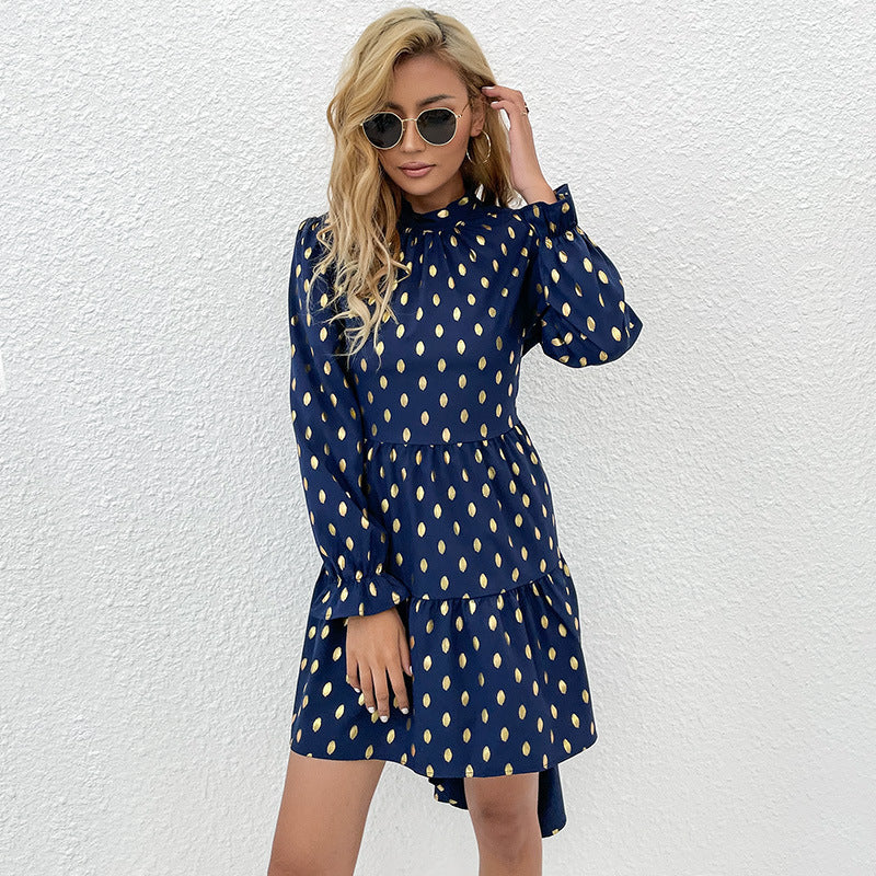 Ayza Metallic Detailed Babydoll Dress Navy