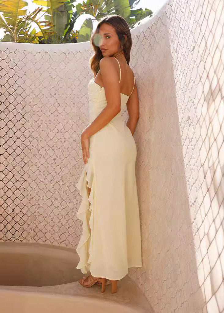 Seraphina Ruffled Slit Maxi Dress