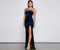 Claudia A-Line Velvet Formal Dress Ins Street