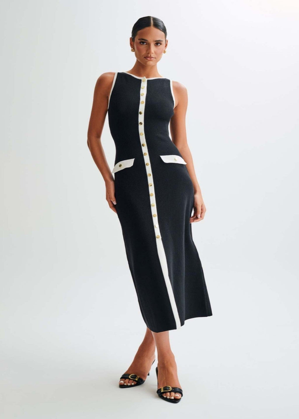 Valeria Contrast Trim Midi Dress