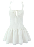 Ivory Ruffle Trim Mini Dress