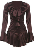 Satin Ruffle Lace Up Mini Dress