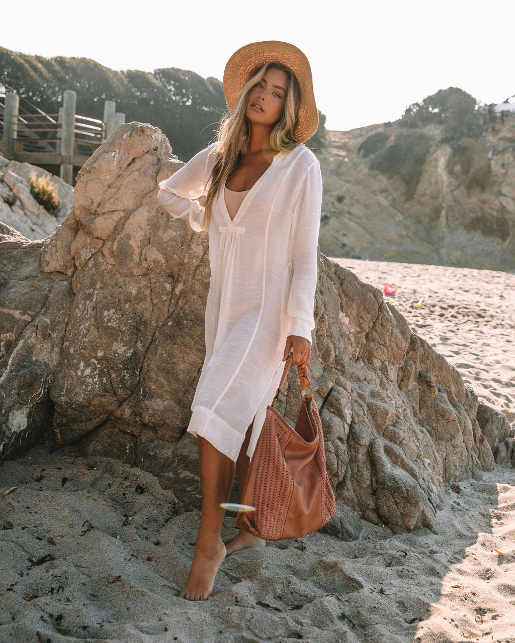 Bali Pocketed Kaftan Dress Bamboo Cream FINAL