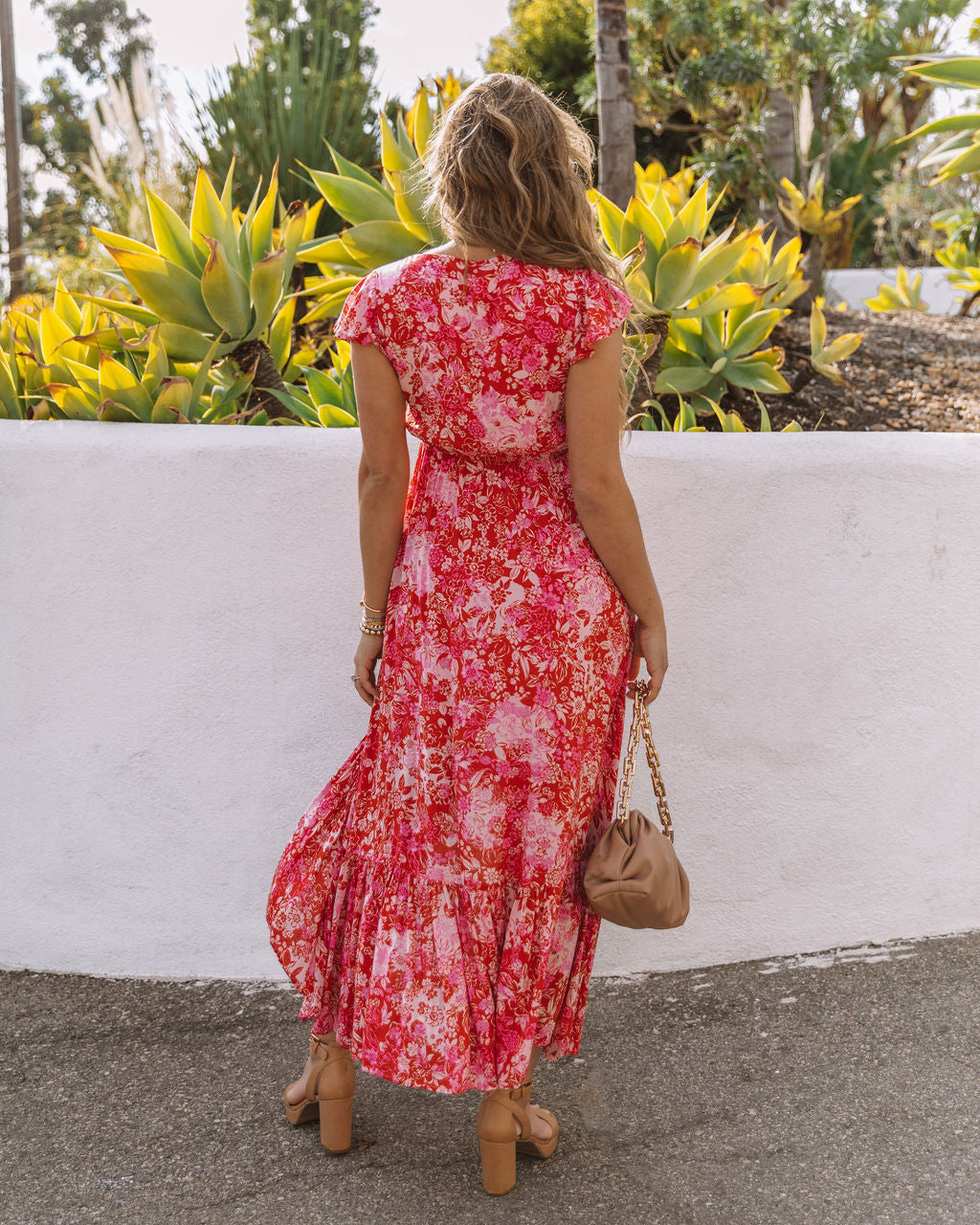 Belladonna High Low Pocketed Tie Maxi Dress Raspberry FINAL