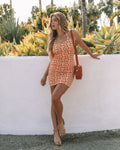 Amira Floral Halter Knit Mini Dress Orange Multi