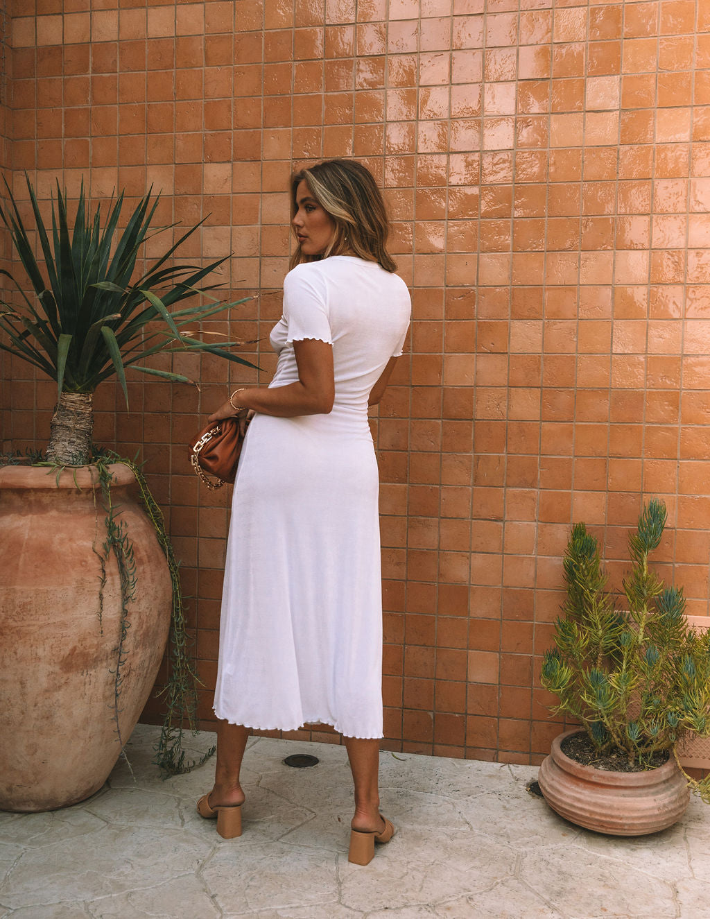 Hot Springs Button Down Knit Maxi Dress White FINAL