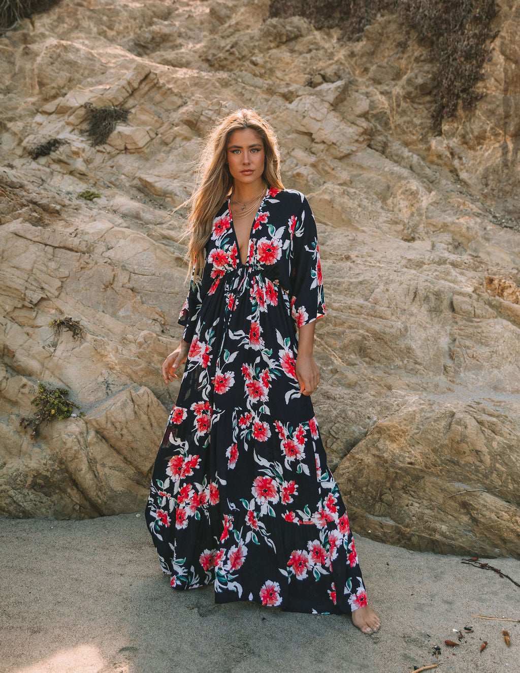 Kaydence Floral Kimono Tie Maxi Dress FINAL