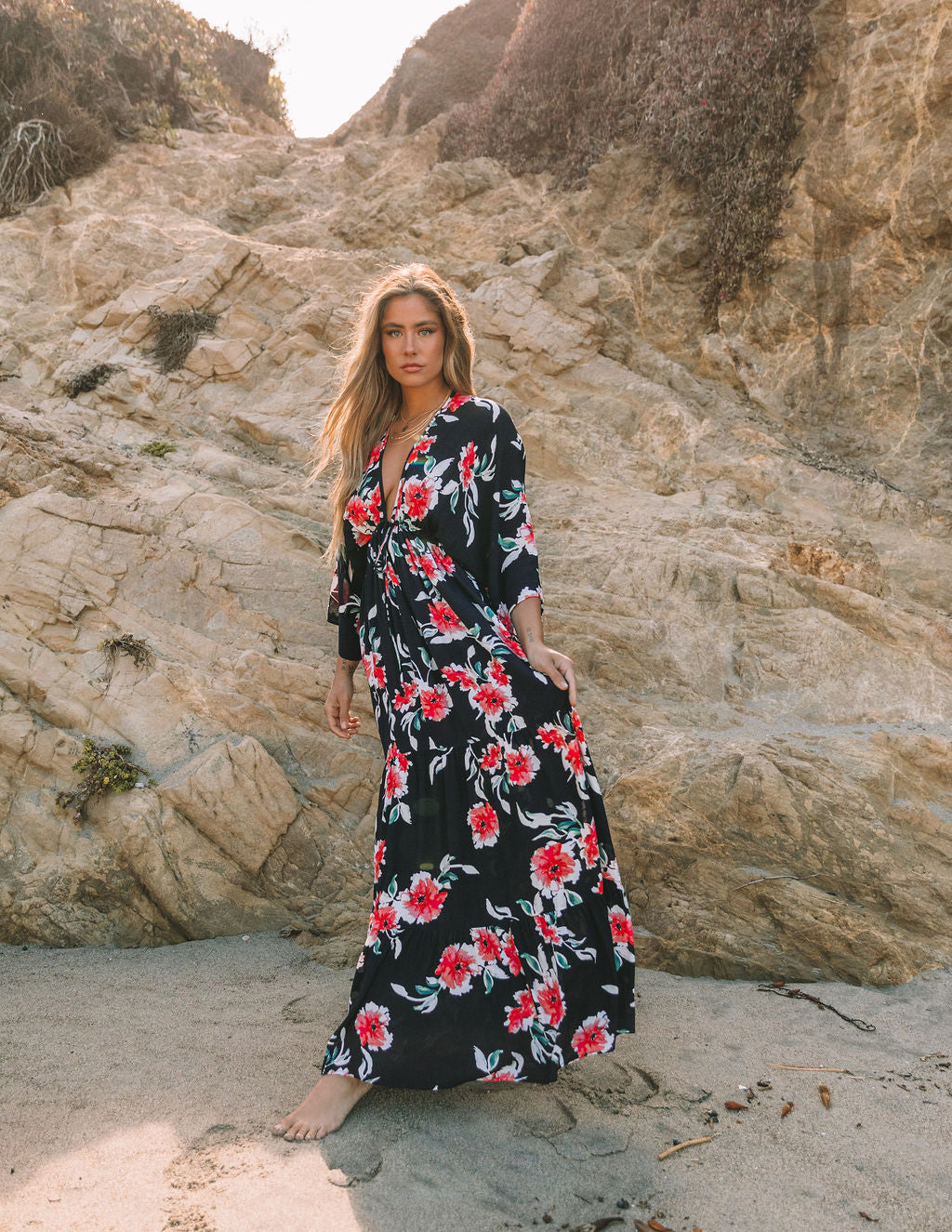 Kaydence Floral Kimono Tie Maxi Dress FINAL