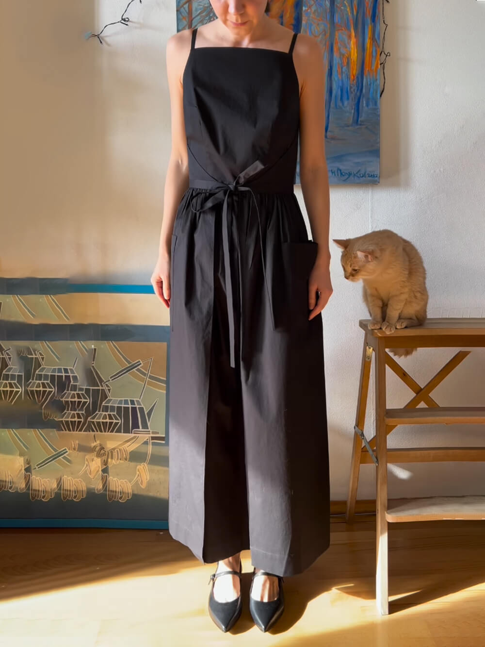 Unique Side Slit Lace Up Pocket Vest Dress