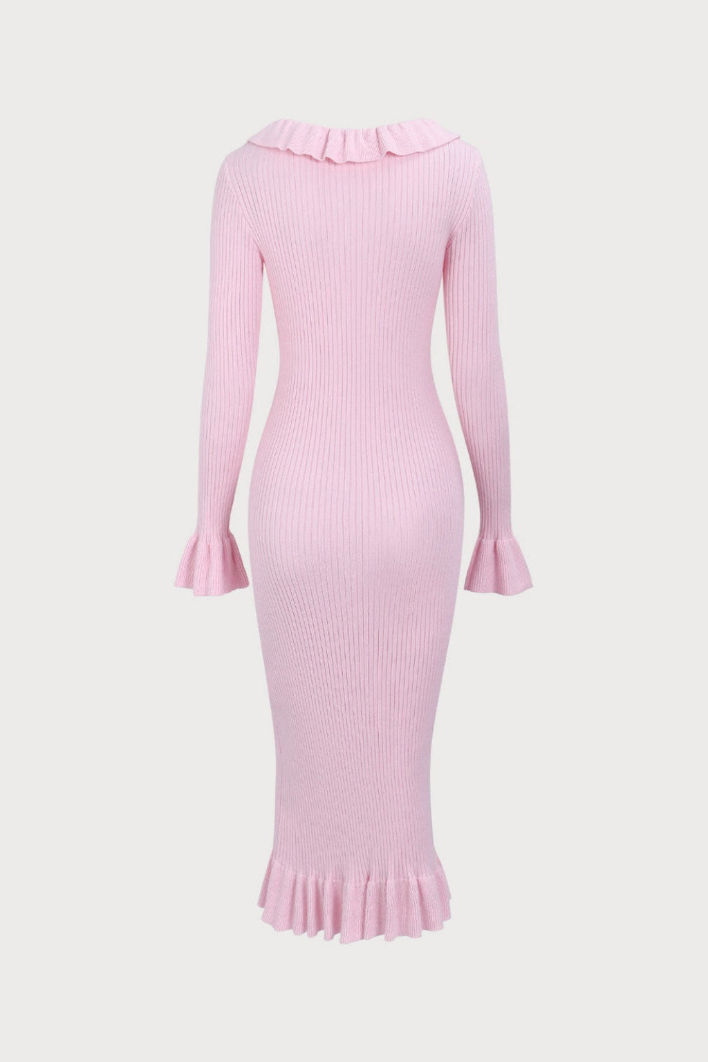 Valerie U Neck Ruffle Midi Knit Dress