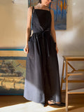 Unique Side Slit Lace Up Pocket Vest Dress