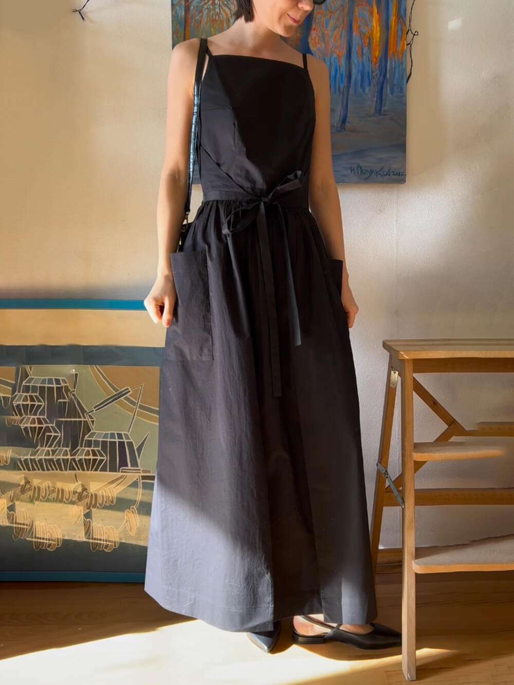 Unique Side Slit Lace Up Pocket Vest Dress