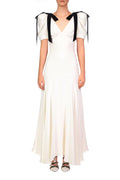 Lesley Bow Tie Puff Sleeve Maxi Dress