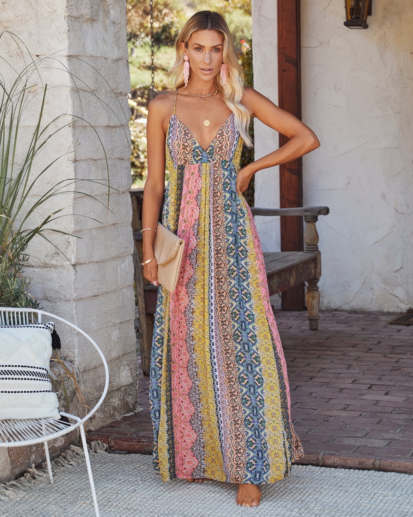 V neck Printed Camisole Dress