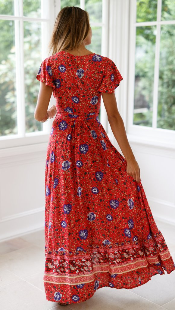 Hurry Up Love Floral Wrap Maxi Dress FINAL