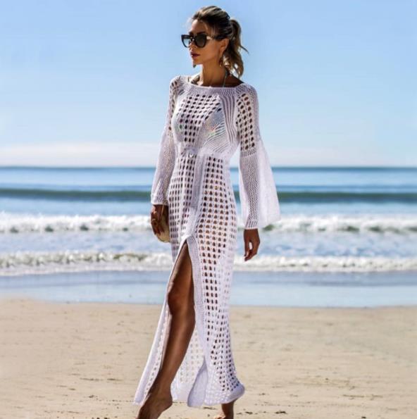 Maryam Cotton Sheer Crochet Maxi Dress White