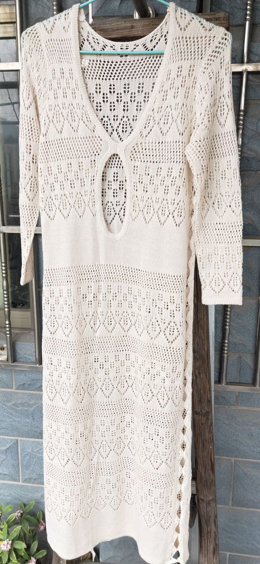 Yuka Crochet Cover Up Midi Dress Peach