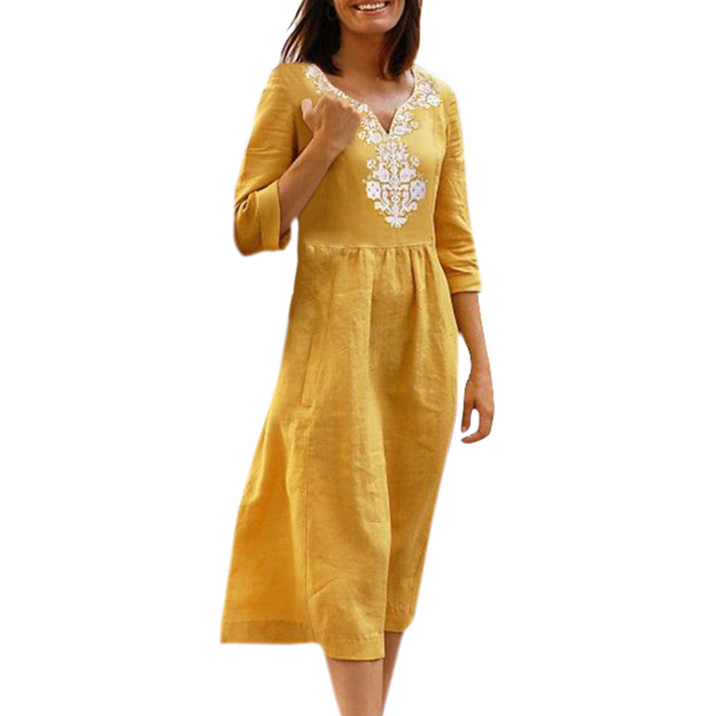 Club Tropicana Embroidered Maxi Dress Yellow