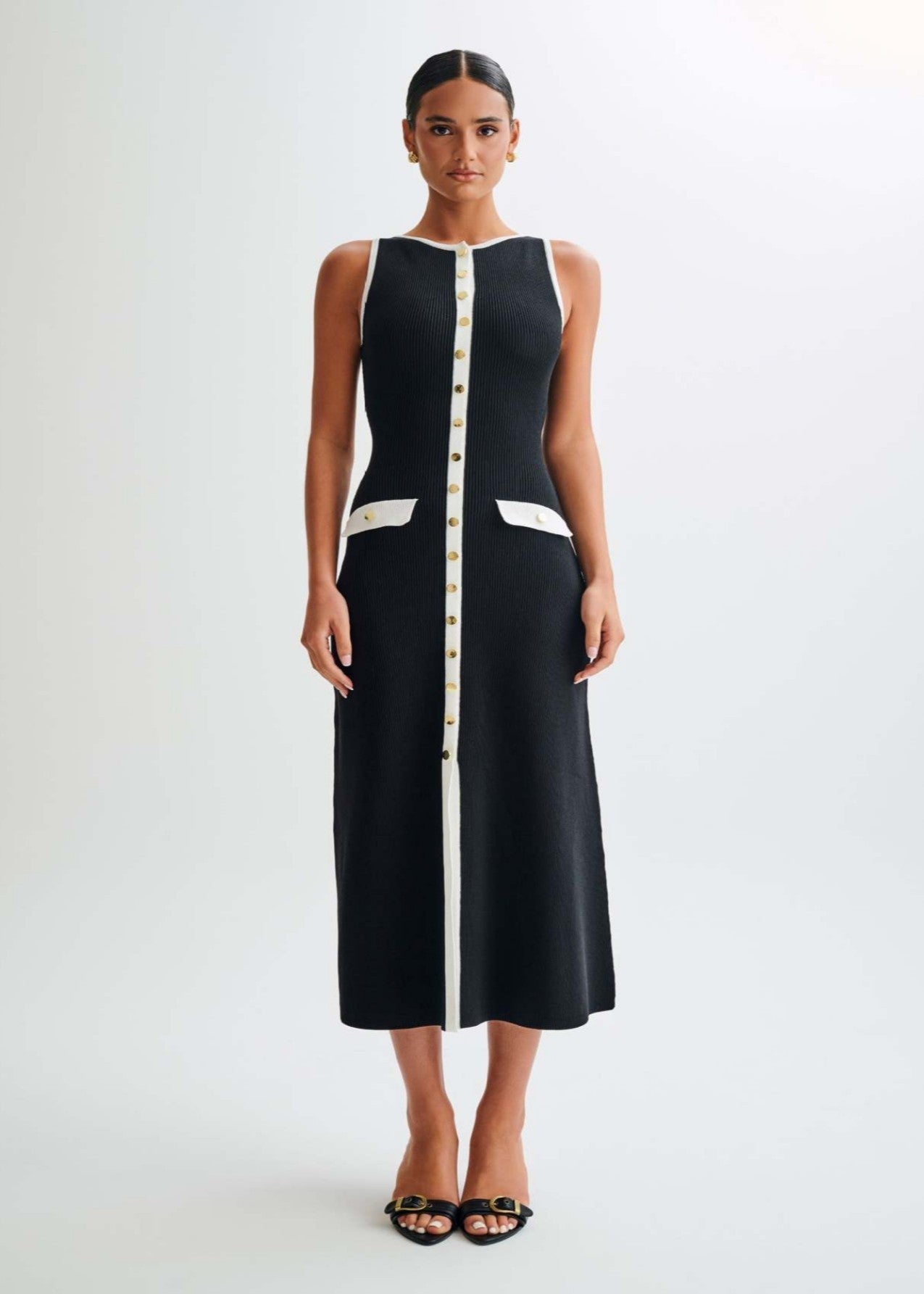 Valeria Contrast Trim Midi Dress