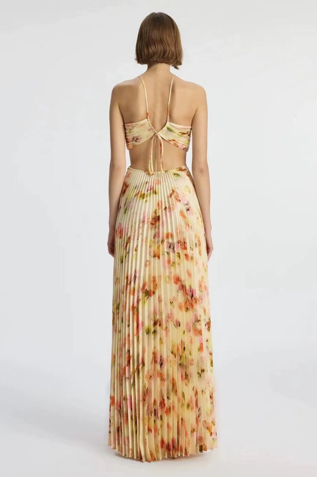 Moira Floral Cut out Halter Maxi Dress