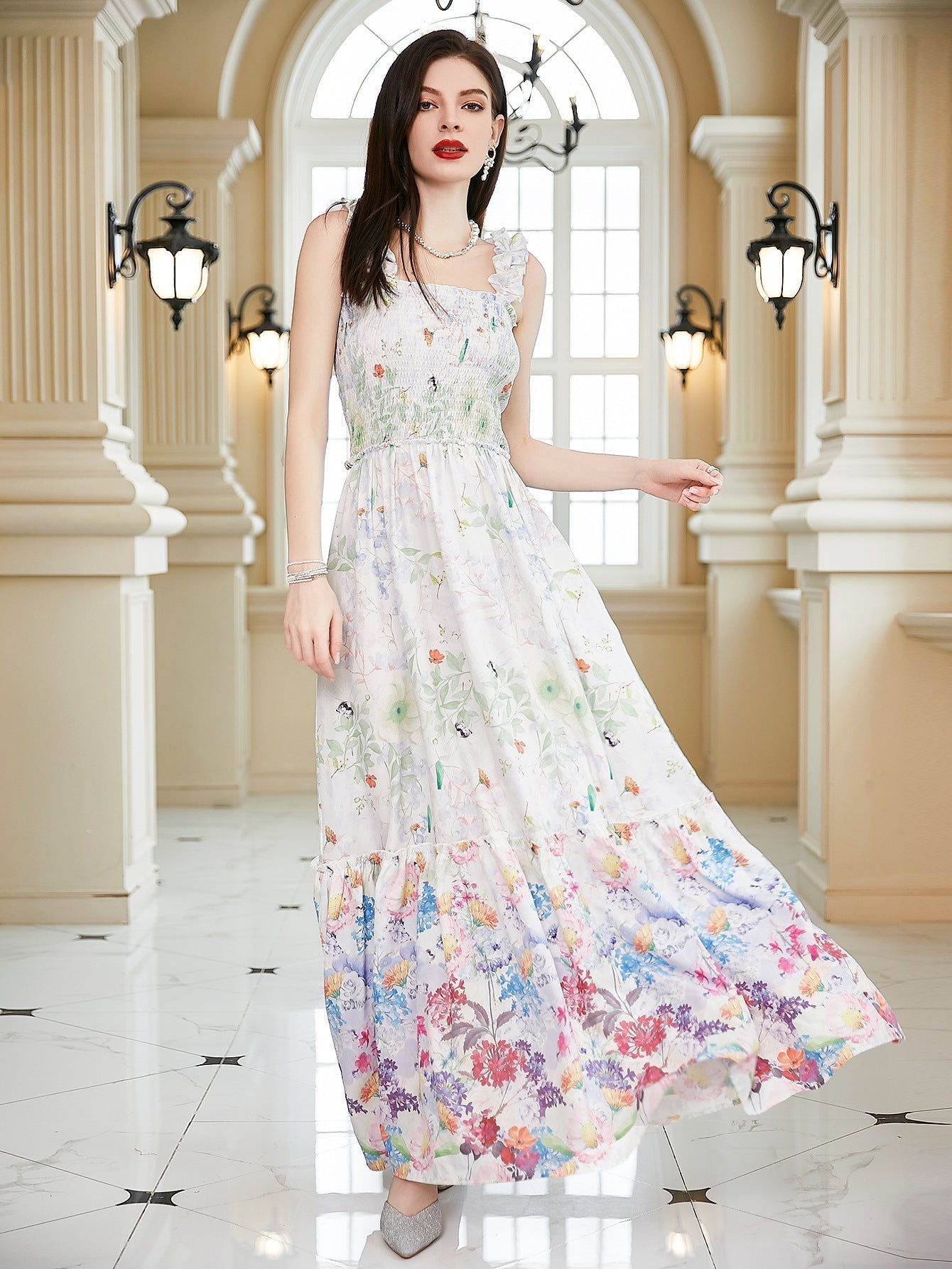 Spaghetti Strap Floral Print Dress Floral Dress