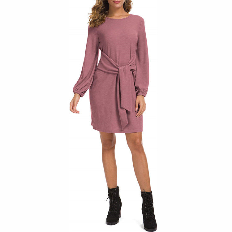 Mithra Tie Front Knit Dress Dusty Pink