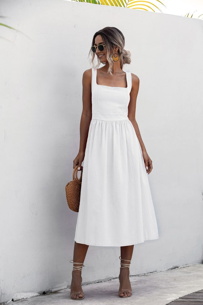 Teagan Cotton Tiered Babydoll Dress Off White