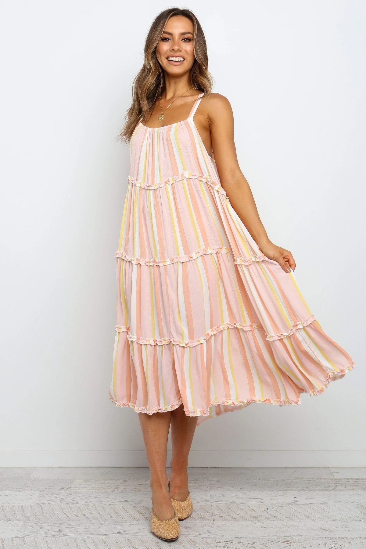 Copeland Smocked Tiered Tassel Maxi Dress FINAL