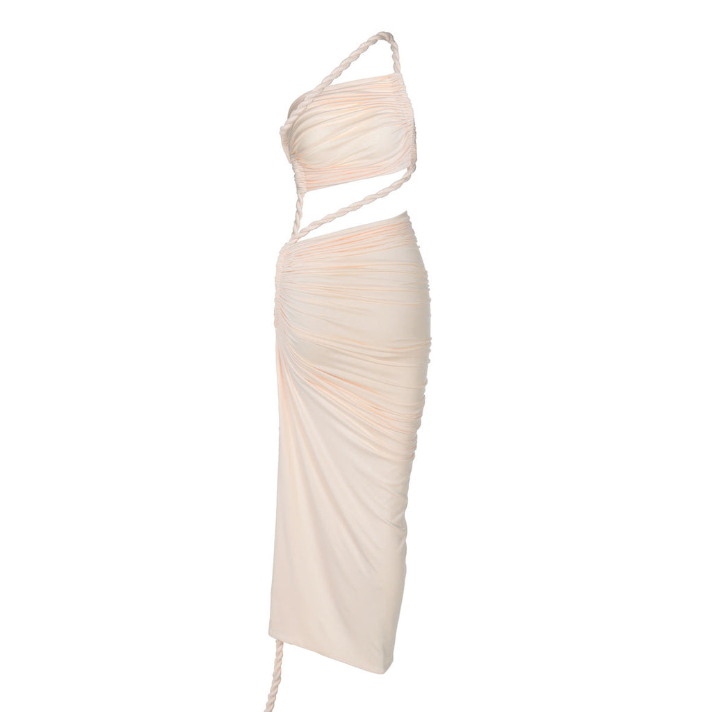 Delia Asymmetrical Dress Beige