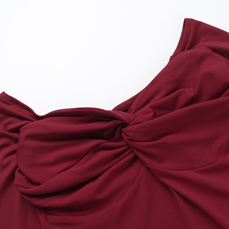 Crimson Kiss Mini Bodycon Dress Maroon