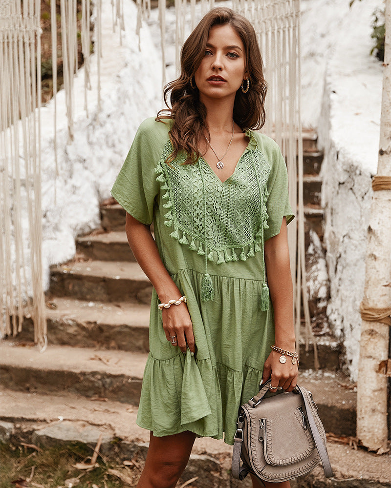 Good Karma Cotton Tiered Babydoll Tunic Sage
