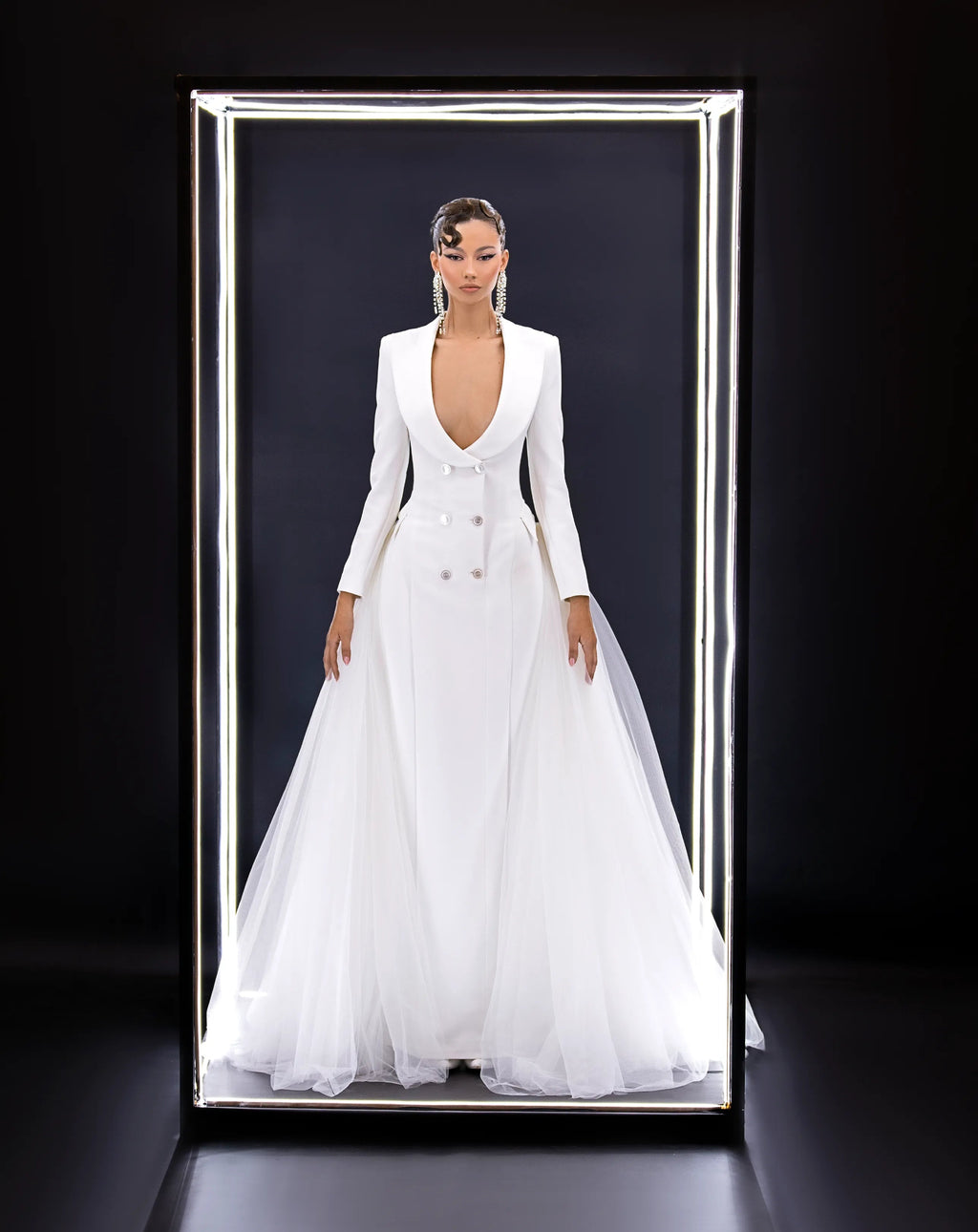Blazer wedding maxi dress.