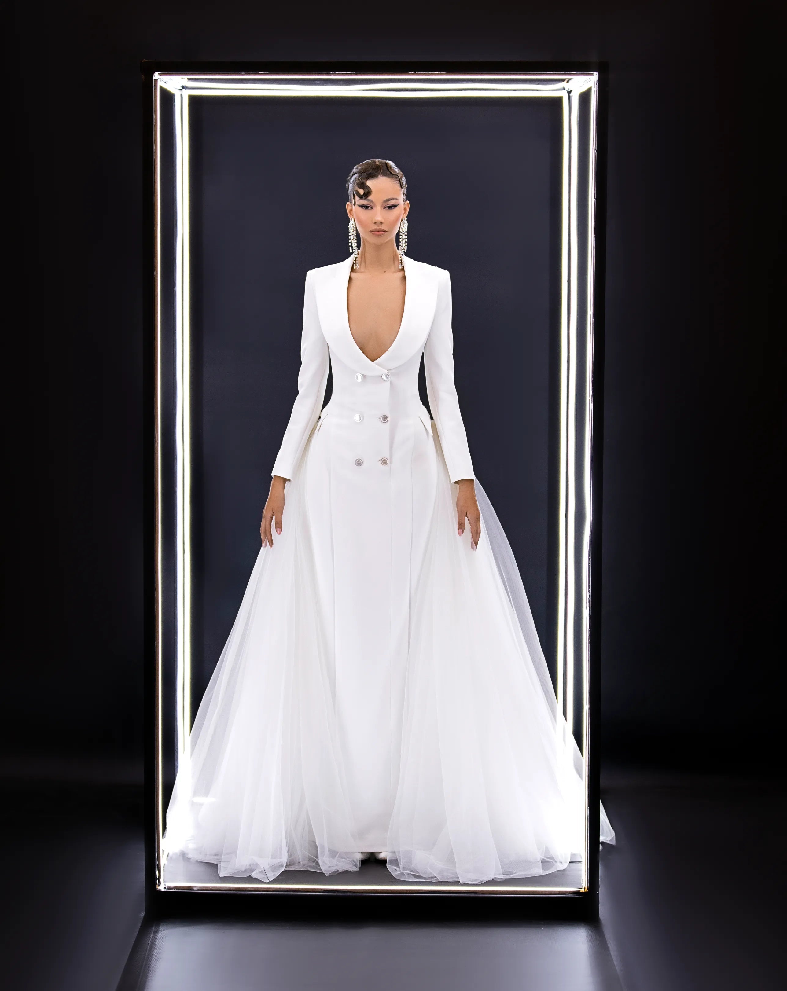 Blazer wedding maxi dress.