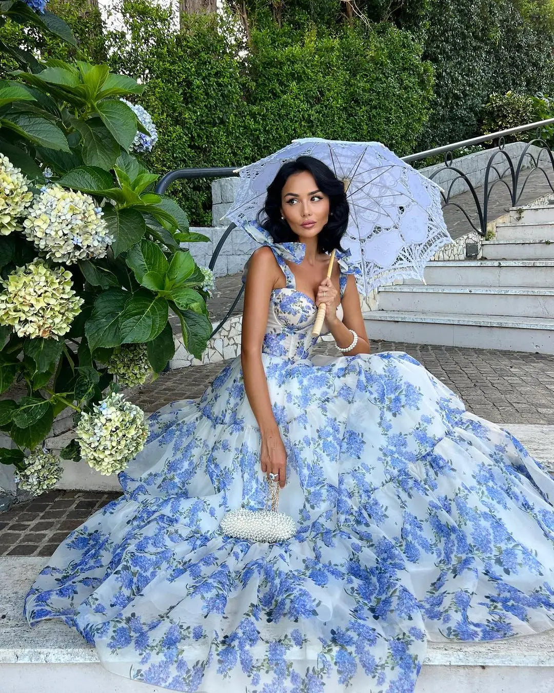 Sophia Blossom Elegant Floral Tie Strap Maxi Dress