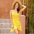 Javier Polka Dot Ruffle Tie Dress Orange FINAL