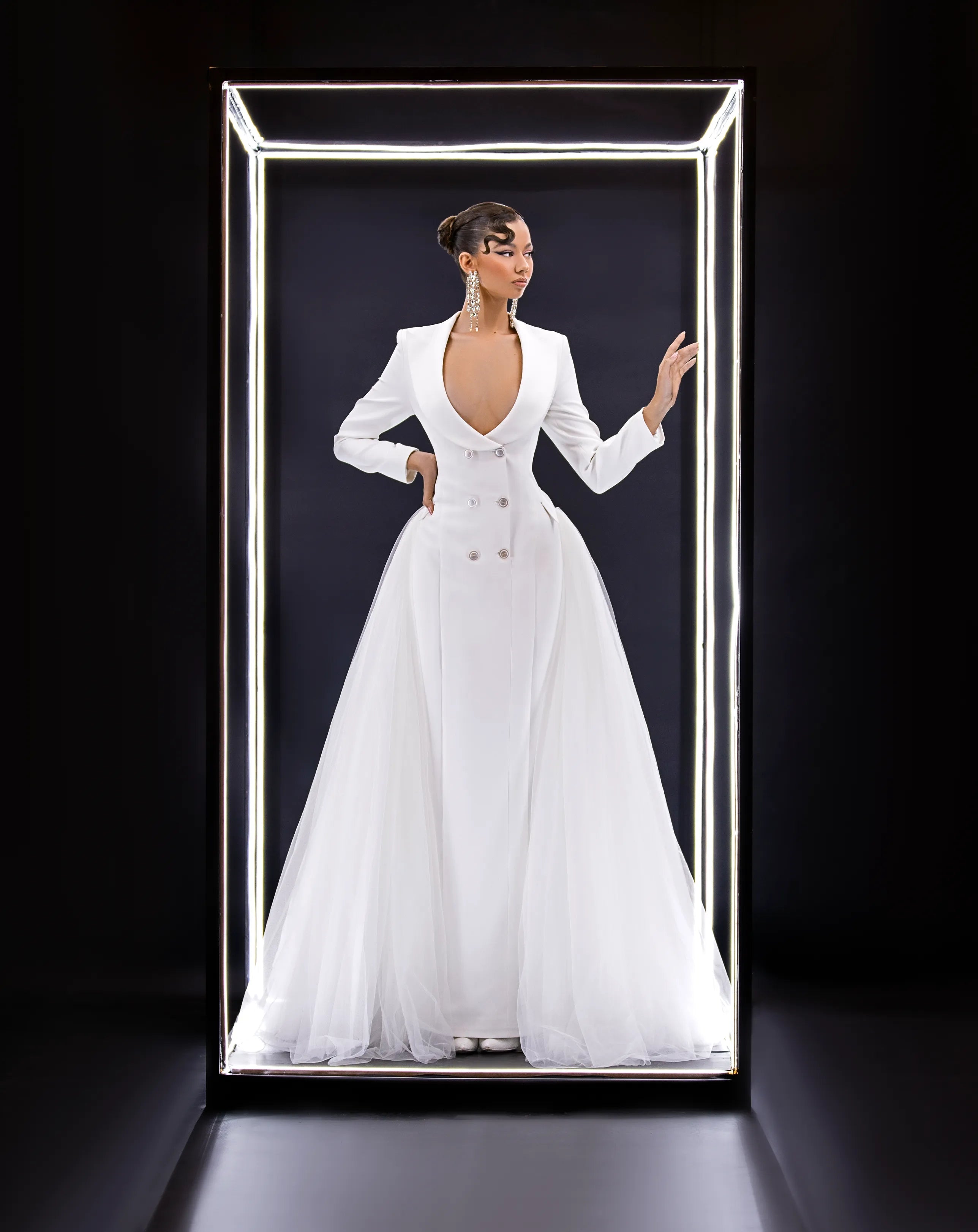 Blazer wedding maxi dress.