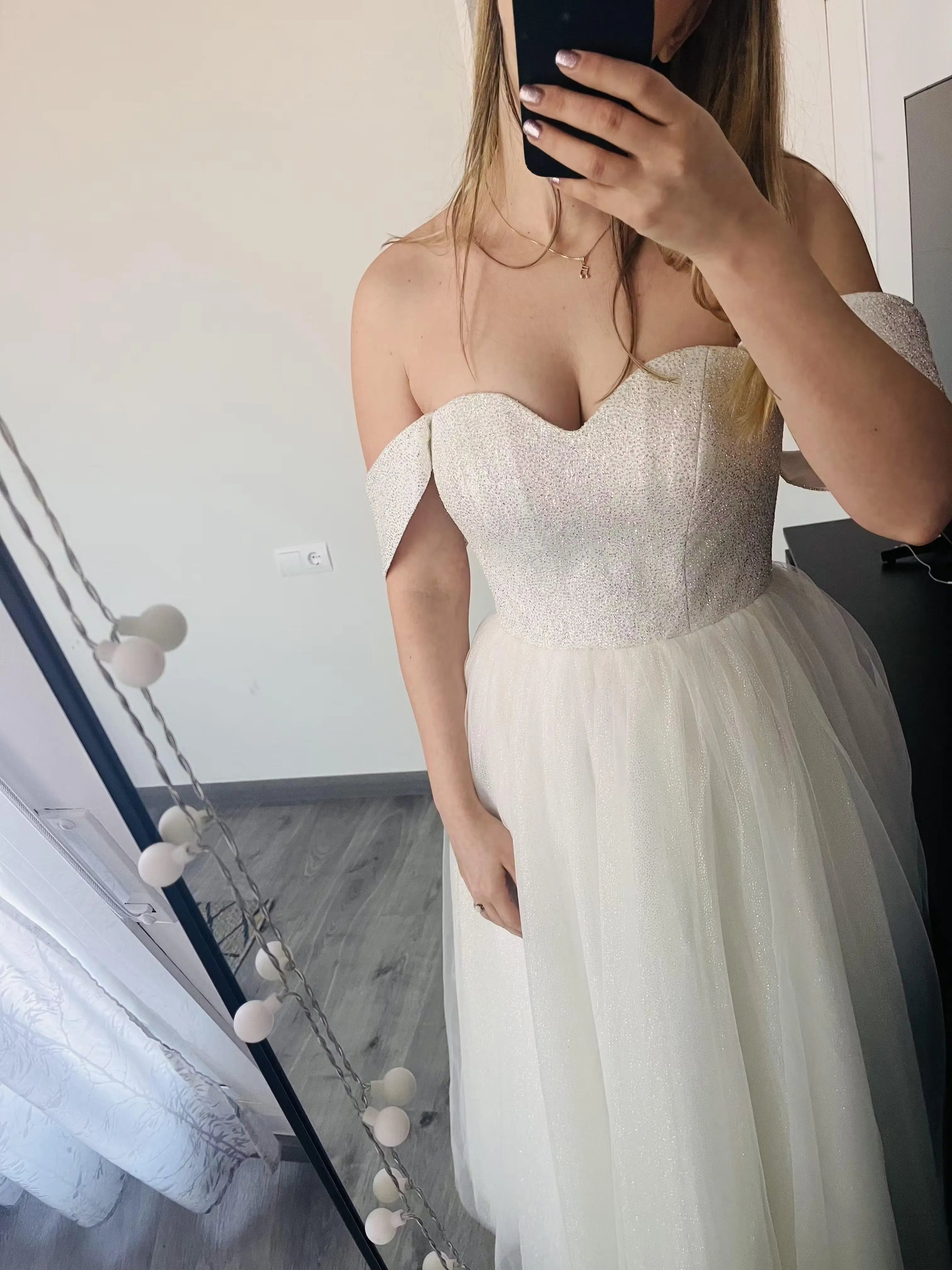Off-Shoulder Shiny Wedding Dress Vestido De Novia Simple Court Train Dress Satin Mermaid Princess Bridal Gown Bow
