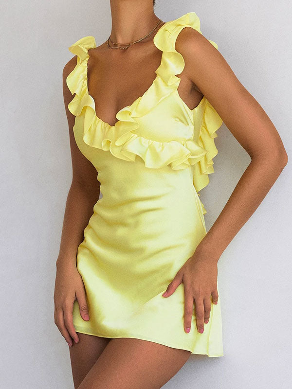 Ayhan Yellow Ruffle Dress