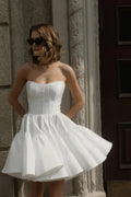 Simple Ivory with Ruffles Wedding Dress Modern Sleeveless Bow Satin Mermaid Court Train Bridal Gown Princess Vestido De Novia