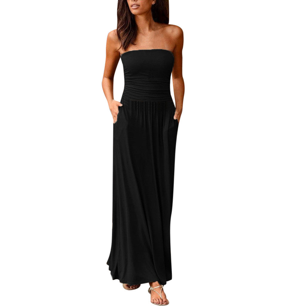 Olation Strapless Jersey Maxi Dress Black