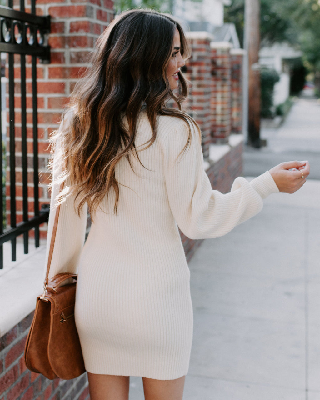 December To Remember Mock Neck Sweater Dress Ivory