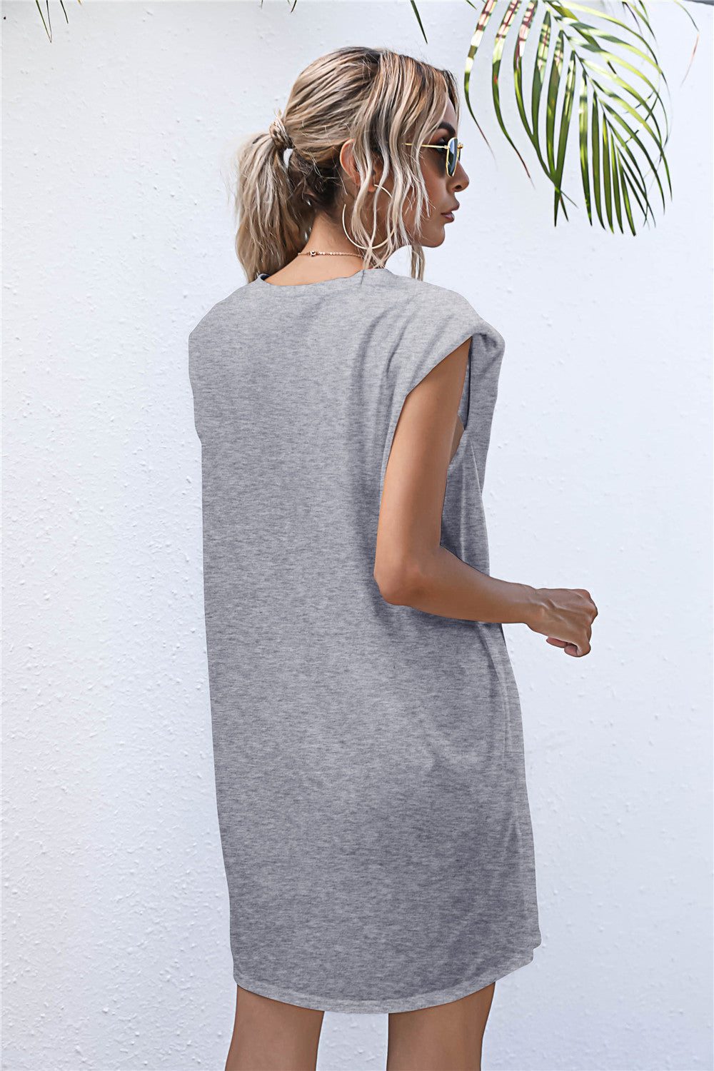 Hilton Cotton Blend Padded T Shirt Dress Heather Grey FINAL