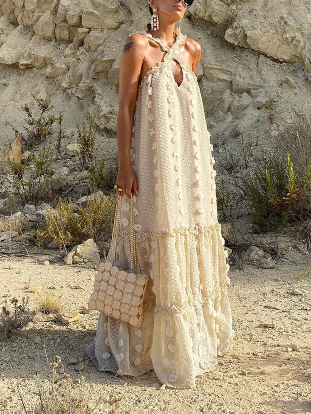 Sienna Halterneck Embellished Maxi Dress