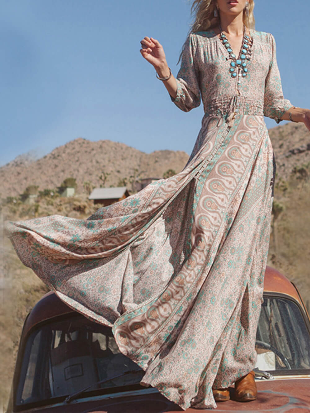 V Neck Chiffon Sexy Maxi Dress