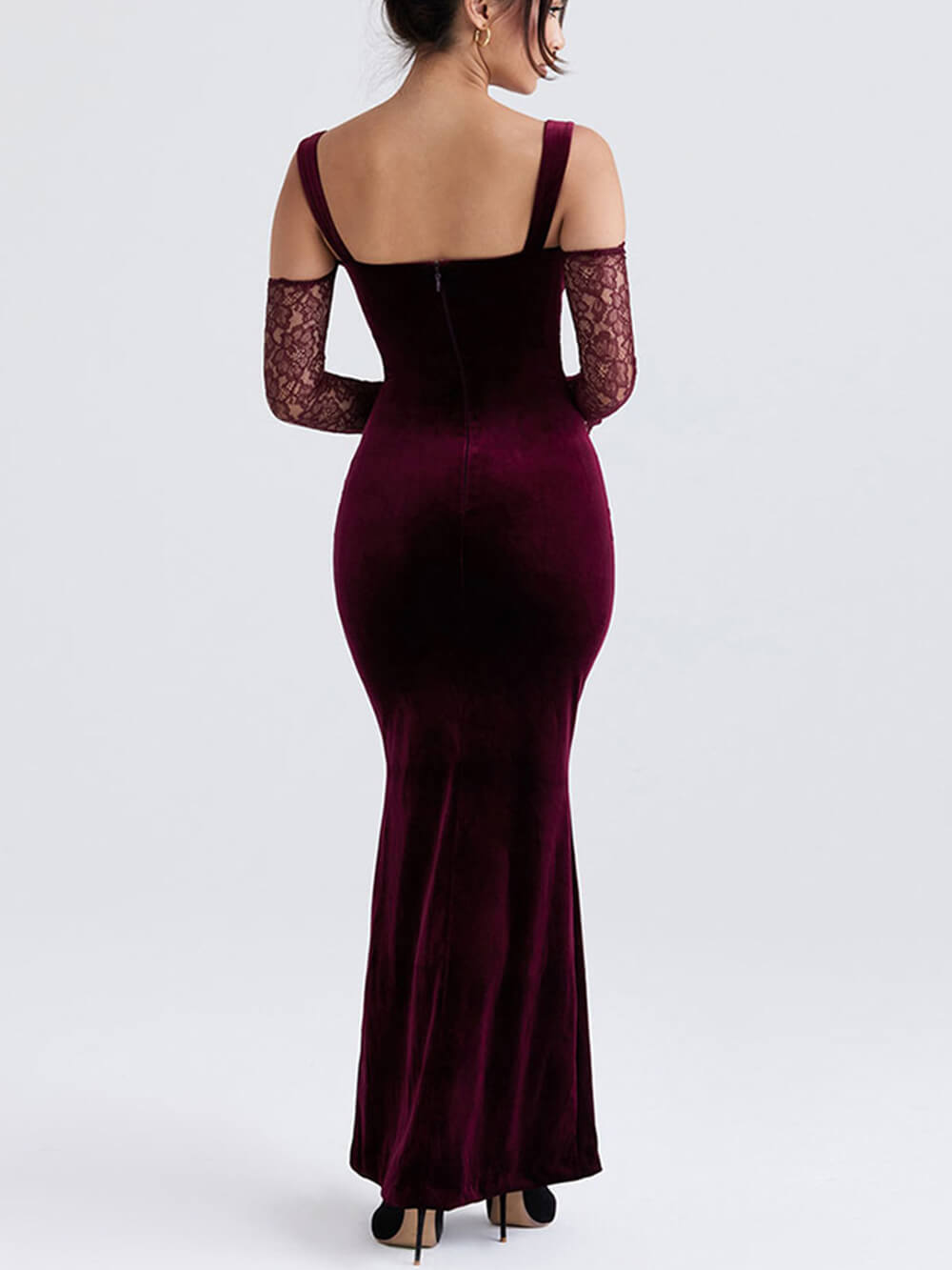 Lace Halter Strap Off The Shoulder Maxi Dress