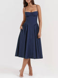 Midnight Elegance Strapless Midi Dress